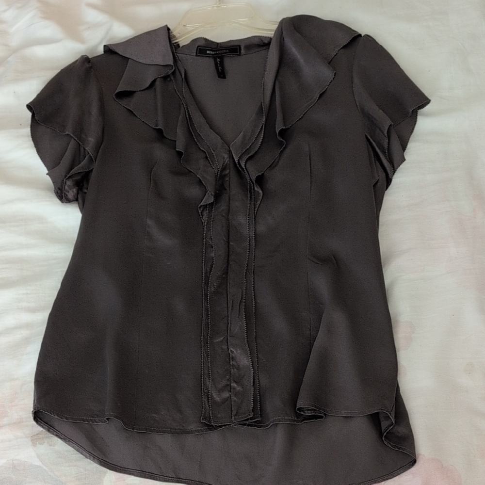 Chic Charcoal Ruffled Blouse